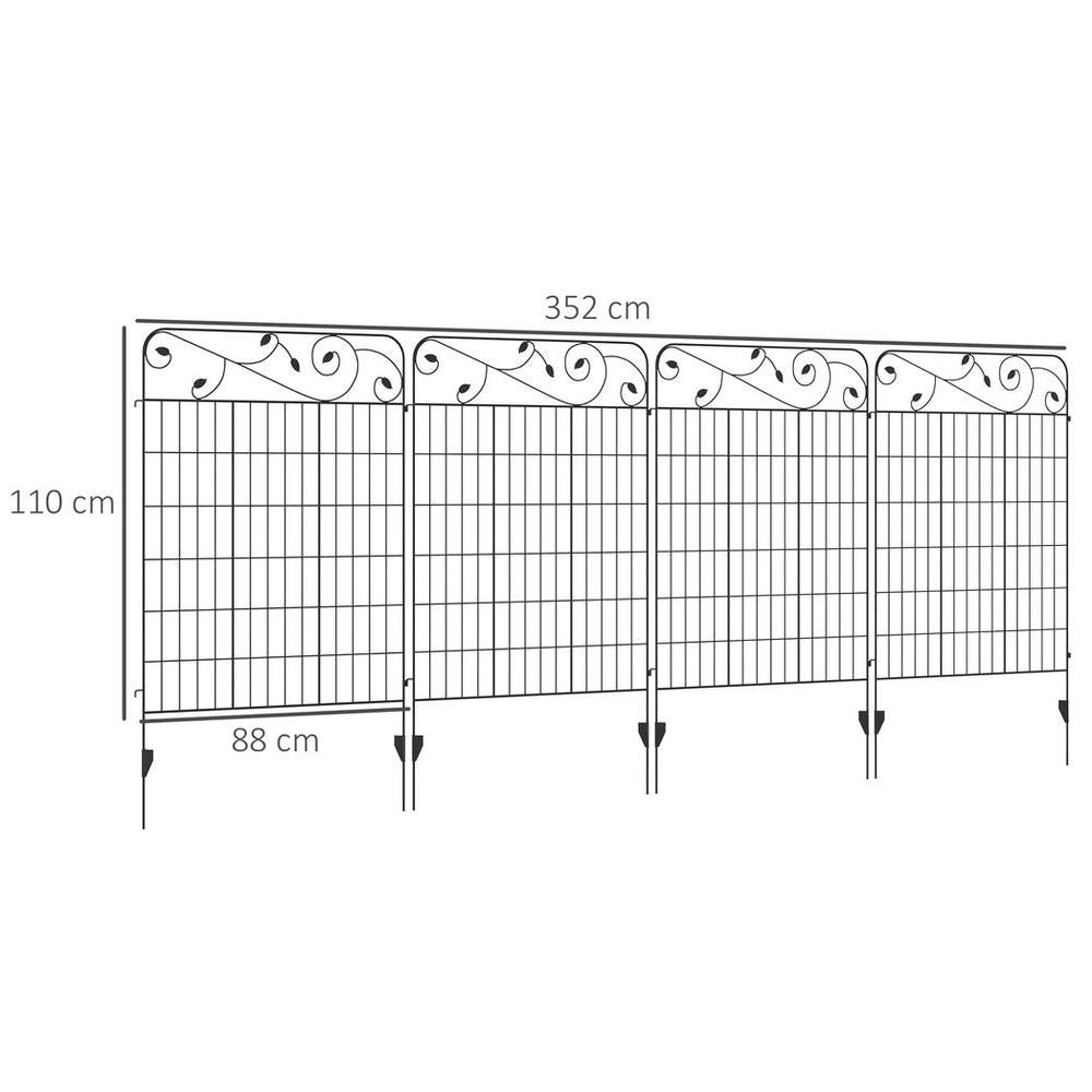 4PCs Garden Fencing Panels 43in x 11.5ft Flower Bed Border Edging Animal Barrier