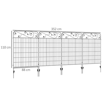 4PCs Garden Fencing Panels 43in x 11.5ft Flower Bed Border Edging Animal Barrier