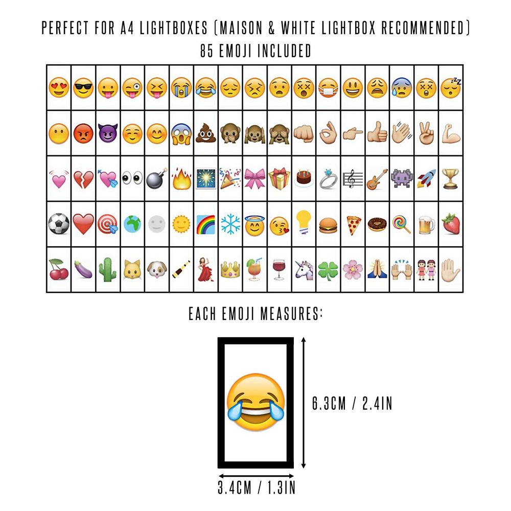 85pc Emoji Booster Pack for A4 Lightbox | Pukkr