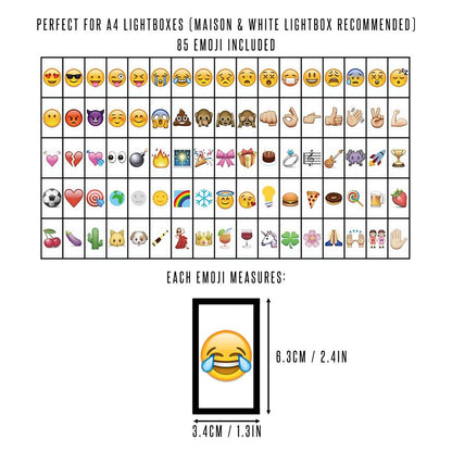 85pc Emoji Booster Pack for A4 Lightbox | Pukkr