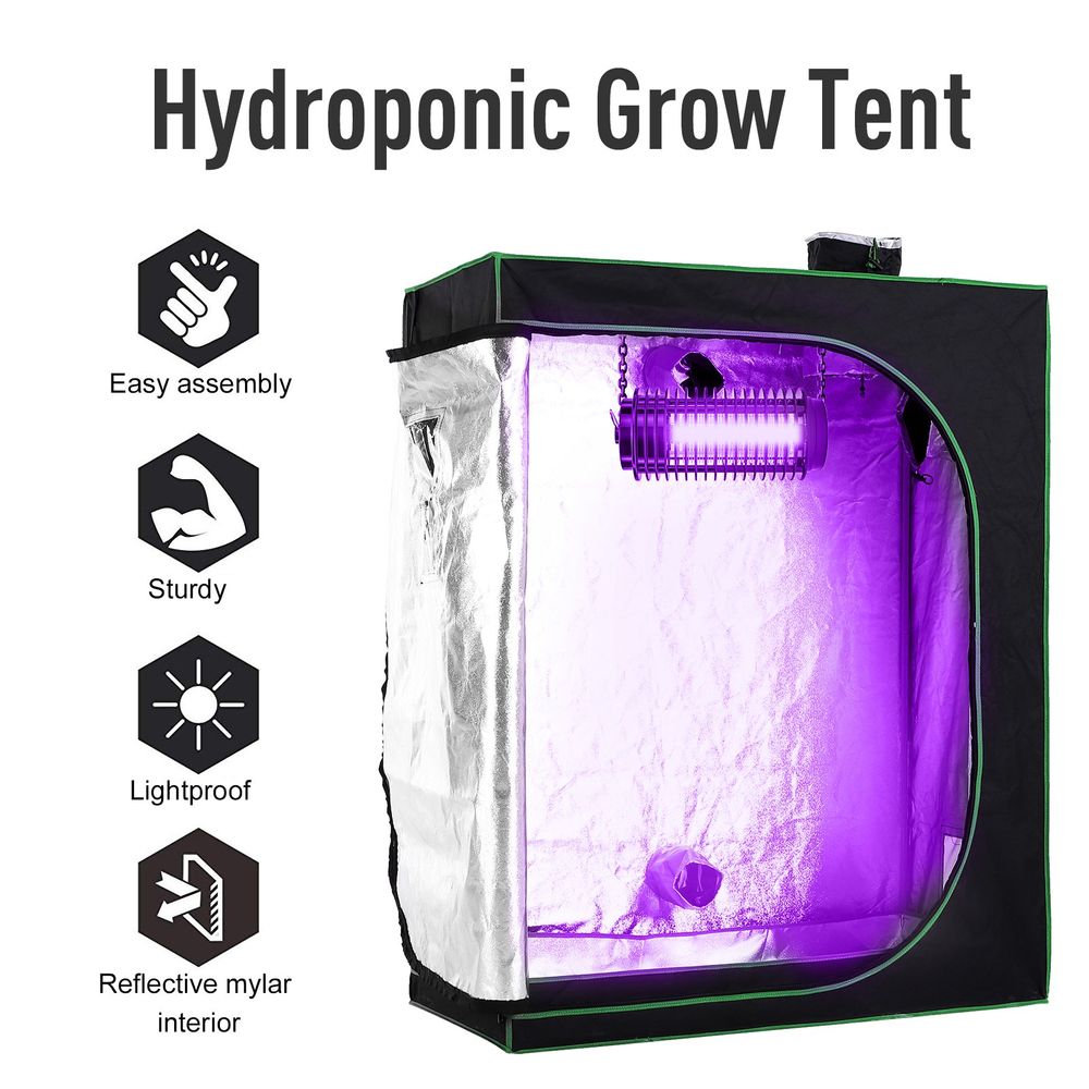 Hydroponic Plant Grow Tent Reflective Mylar Green Room 120L x60W x150Hcm Silver