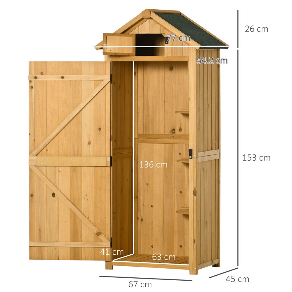 Garden Shed Utility 3 Shelves Wood Outdoor  77 x 54.2 x 179cm - Brown