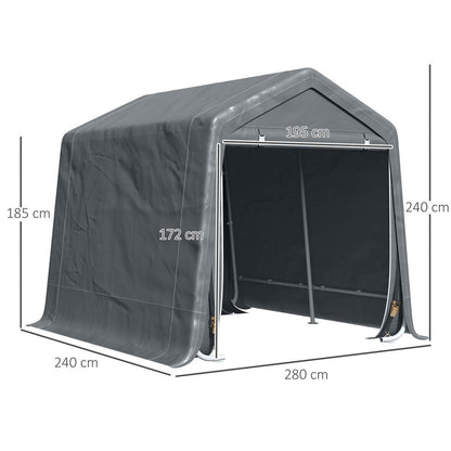 Storage Tent, Heavy Duty Metal Frame 2.8x2.4x2.4m, Dark Grey