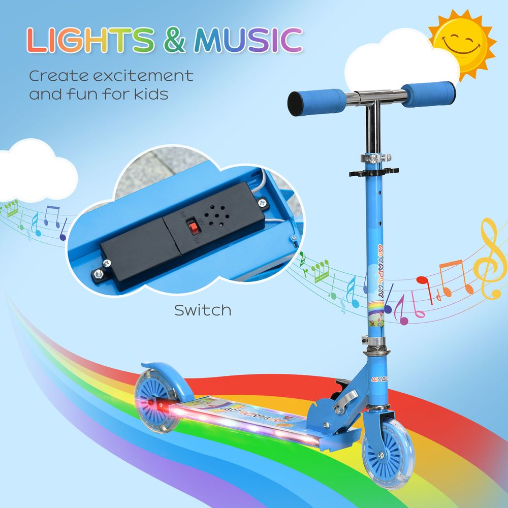 Scooter for kids Aged 3-7 Years w/ Lights, Music, Adjustable Height - Blue