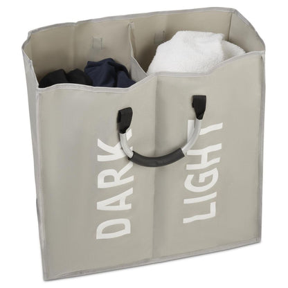 Double Collapsible Washing Laundry Basket Bag (3 Colors) for Bedroom - Light Grey