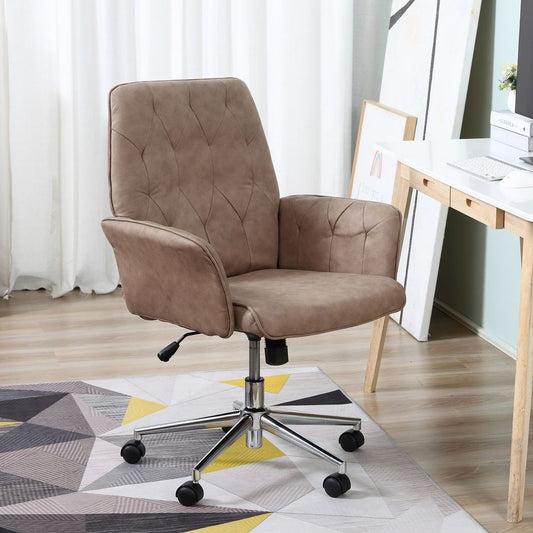 Computer Chair w/ Armrest Modern Style Tufted Home Dining Room Brown