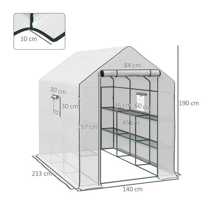 Outsunny Walk-in Outdoor Green House with Door and Mesh Windows, White