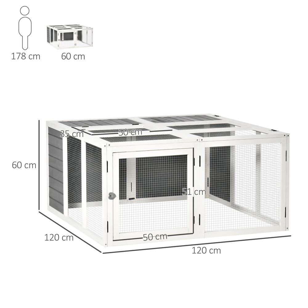 Rabbit Hutch Small Animal Guinea Pig House with Openable Roof Grey Pawhut