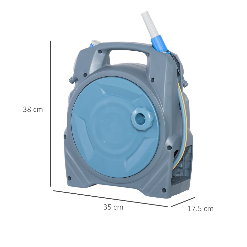 Retractable Garden Hose Reel with 10m + 10m Hose Manual Rewind