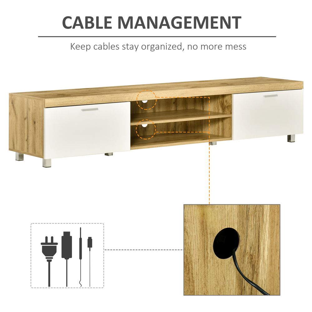 Modern Unit for TV w/ Cabinet Shelf for Living Room - Light Brown